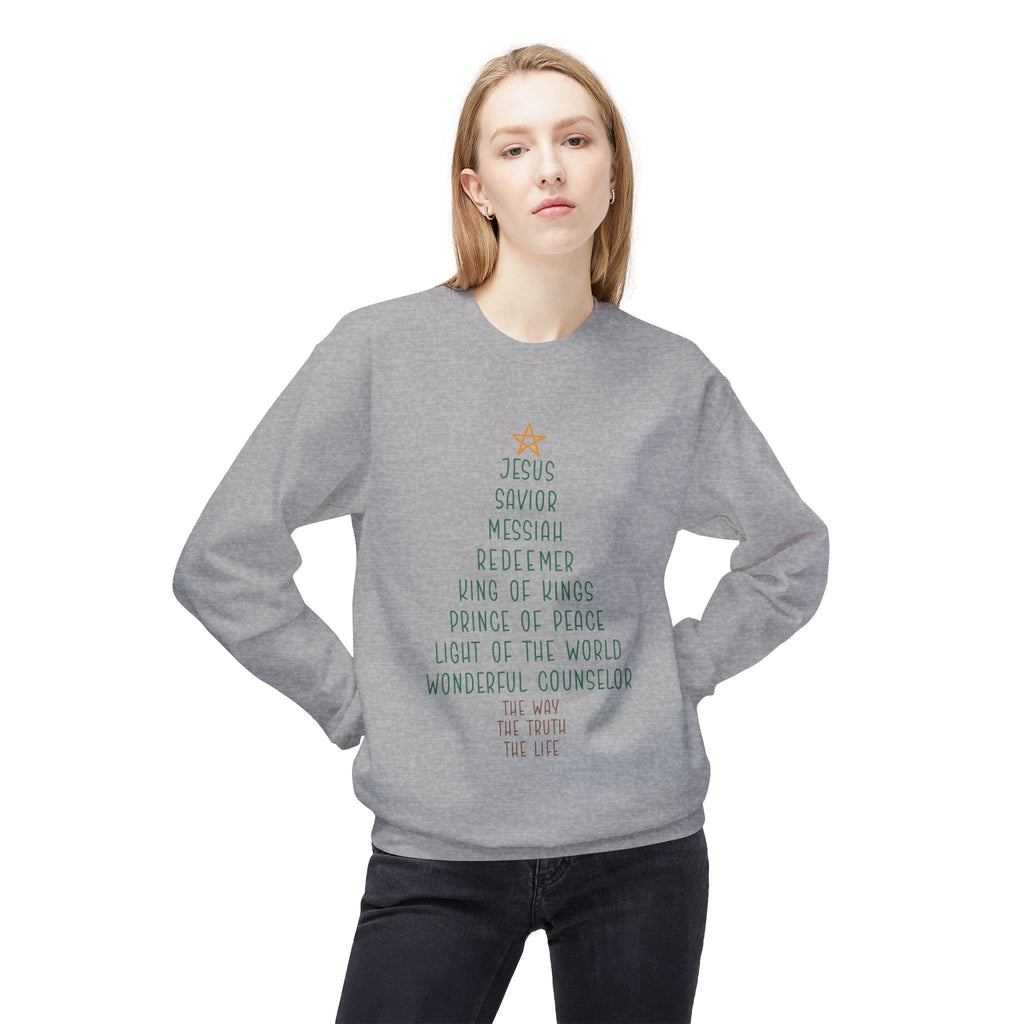 Christian Christmas Sweatshirt - Jesus Tree Design
