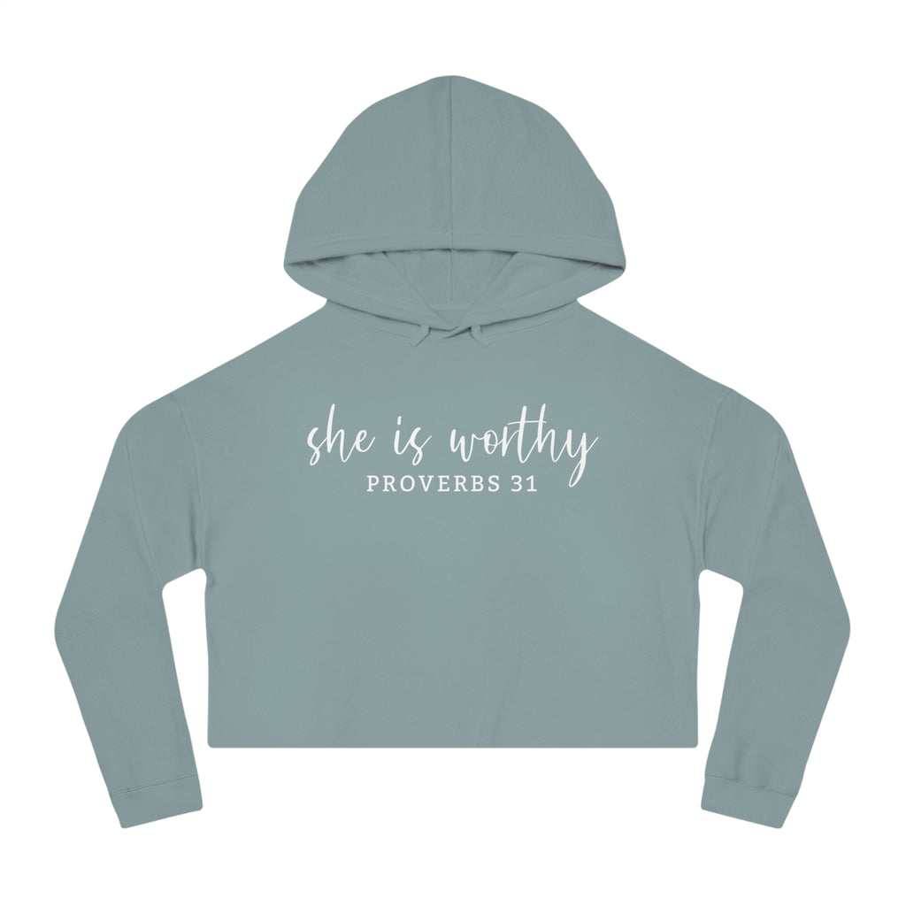 She Is Worthy-Cropped Hoodie