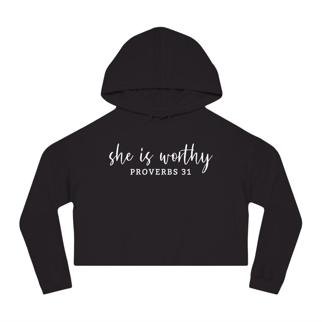 She Is Worthy-Cropped Hoodie