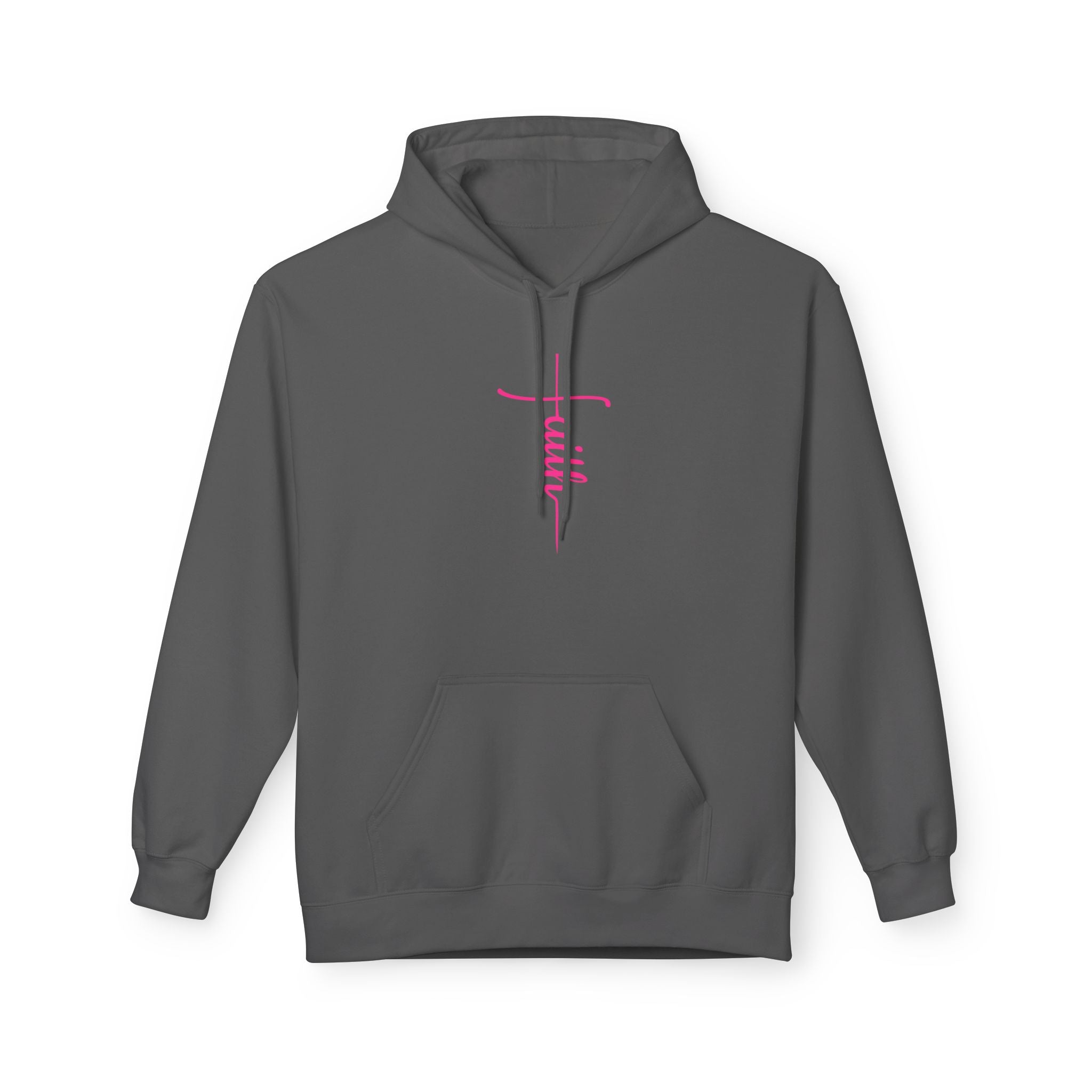 Elegant Minimalist Fleece Hoodie with Pink Detail