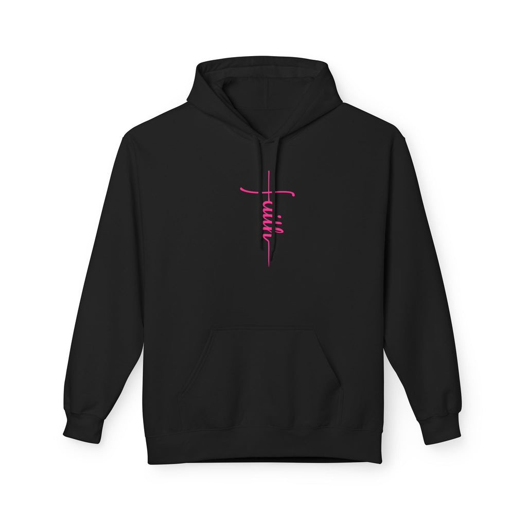 Elegant Minimalist Fleece Hoodie with Pink Detail