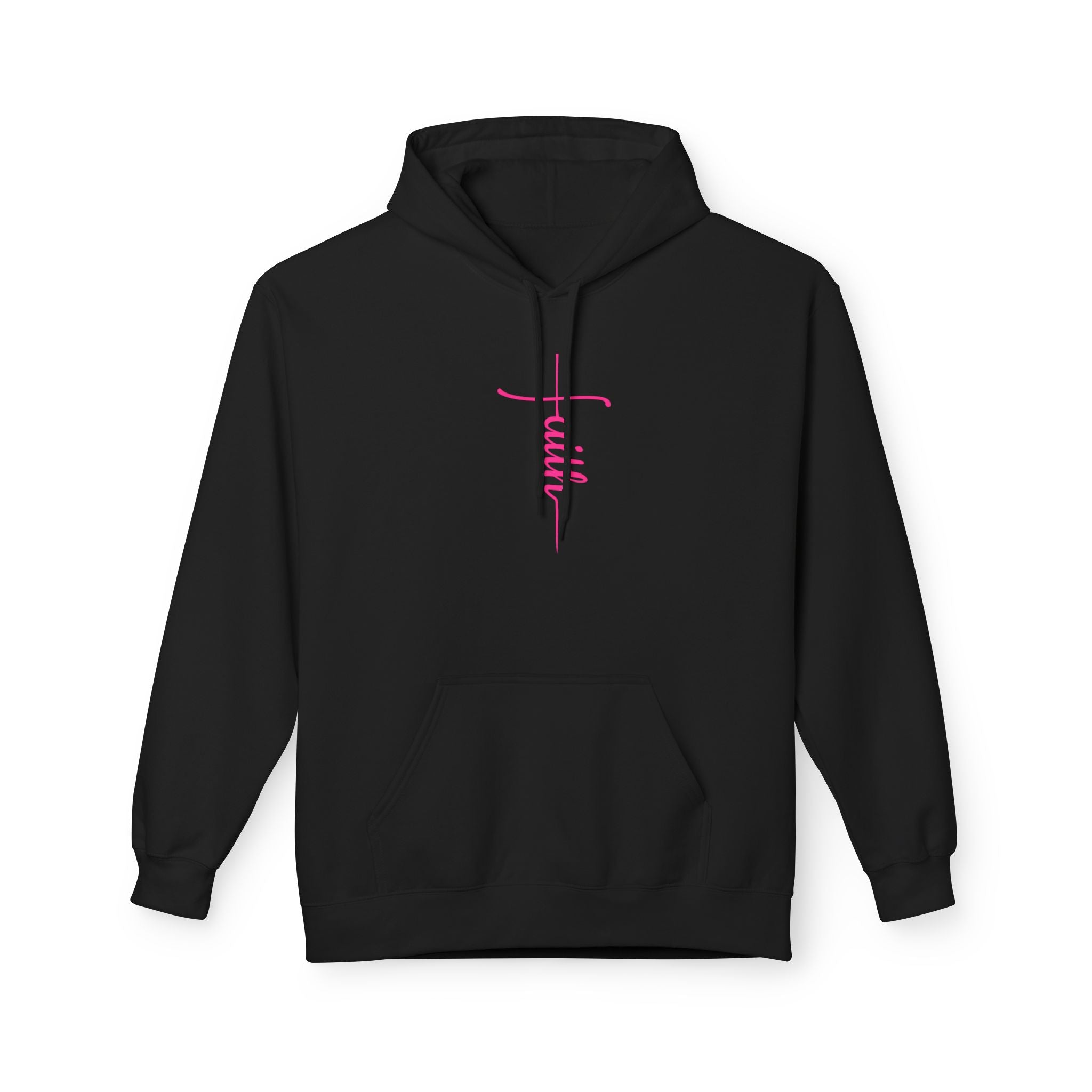 Elegant Minimalist Fleece Hoodie with Pink Detail
