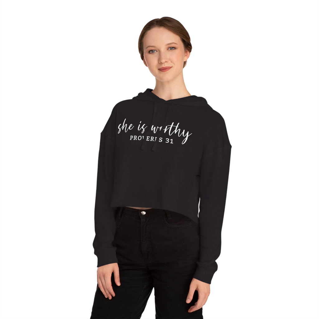 She Is Worthy-Cropped Hoodie