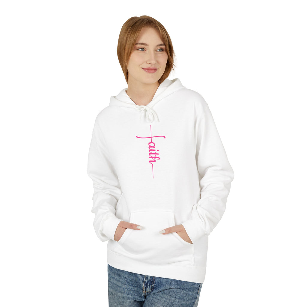 Elegant Minimalist Fleece Hoodie with Pink Detail